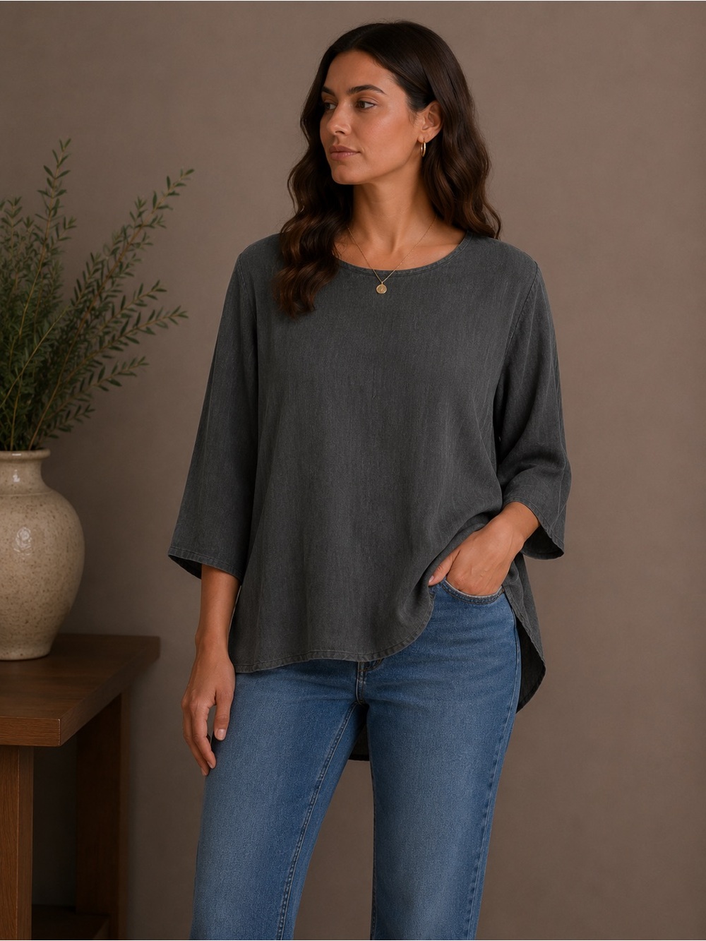 Sophisticated Charcoal Women's Blouse